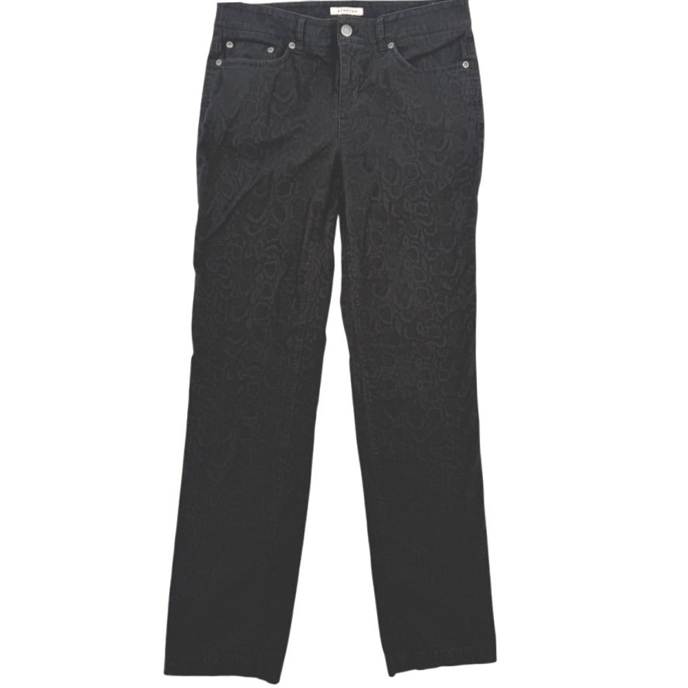 Jones Womens Black‎ Snakeskin Print Straight Jeans Pants 6 Goth Edgy Reptile